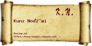 Kunz Noémi névjegykártya
